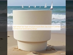 بيج فاتح هيكل من طبقتين دائري من الألياف الطينية زارع خارجي تصميم المناظر الطبيعية المعمارية