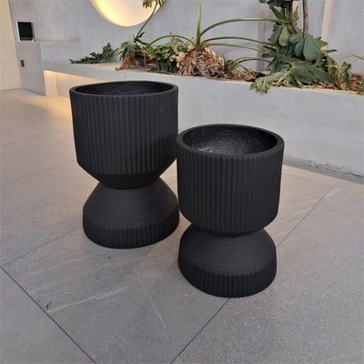 شراء مستديرة النسيج الحد الأدنى الألياف الطينية وعاء النبات خفيف الوزن باللون الأسود online manufacture