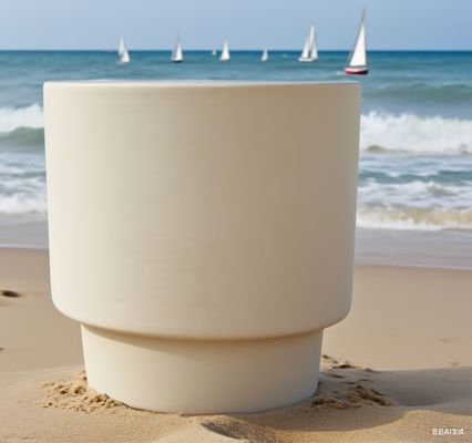 شراء بيج فاتح هيكل من طبقتين دائري من الألياف الطينية زارع خارجي تصميم المناظر الطبيعية المعمارية online manufacture