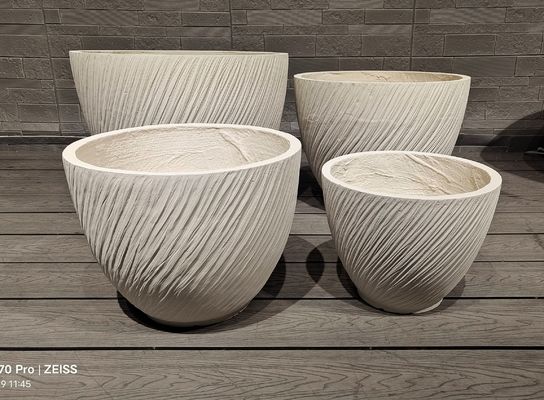 تأثير متدفق مشقوق نظرة معاصرة بيضاء مستديرة مصانع الألياف الطينية